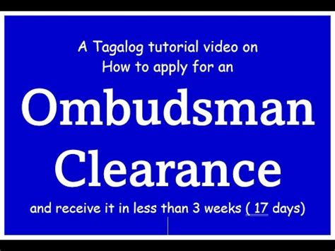 How to apply for an Ombudsman Clearance, and receive it in.